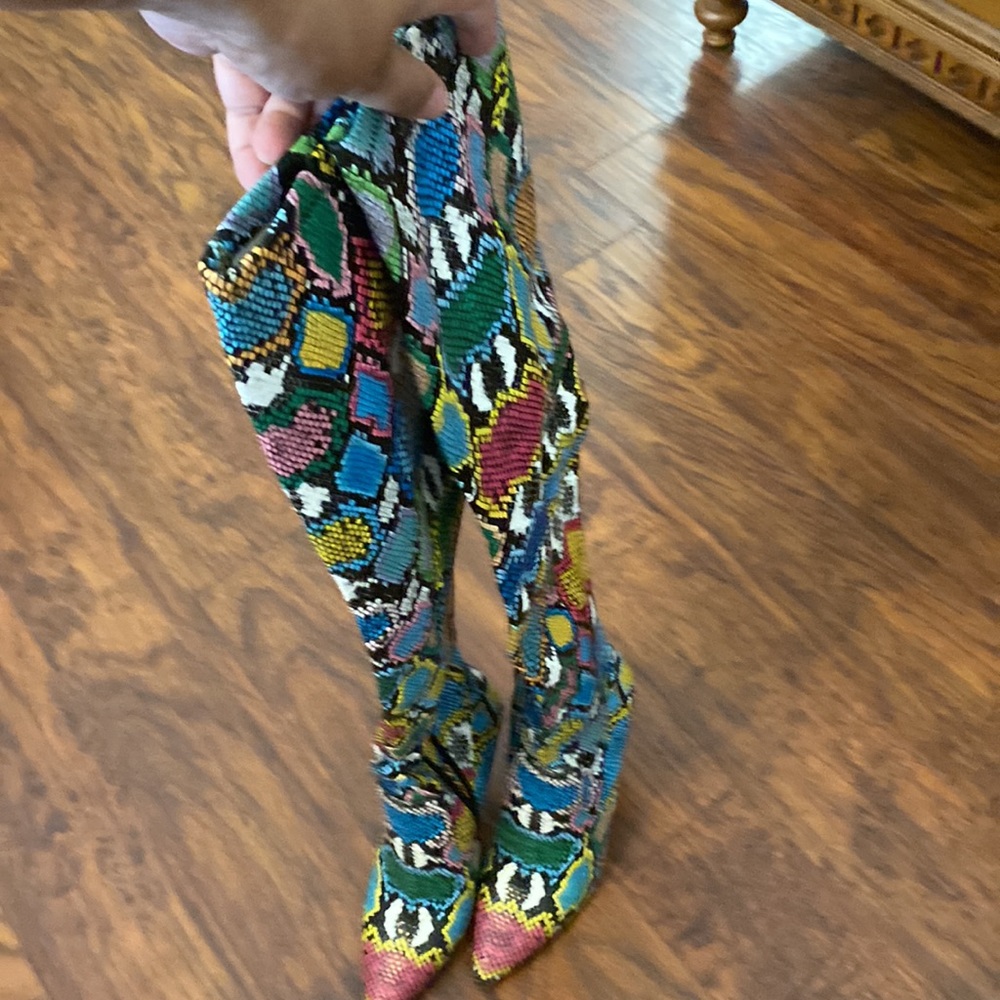 Colorful animal, print over the knee boots!! Worn once!!